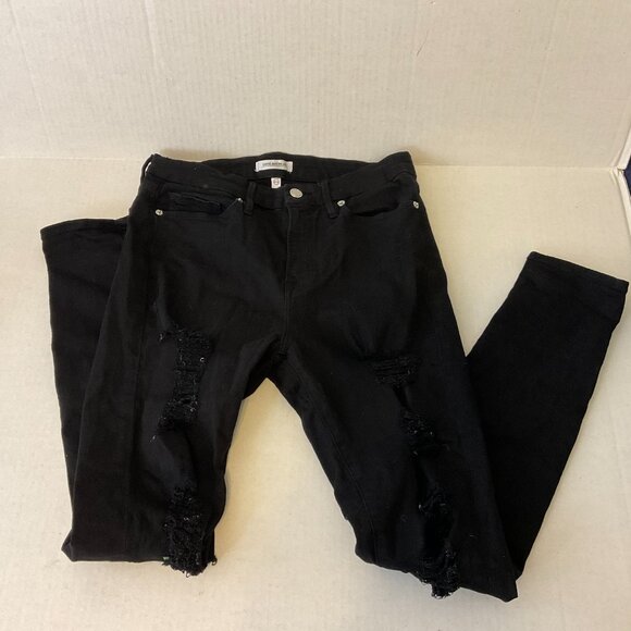 Good American Good Legs Jeans 8/29 Black Distressed Destroyed - Picture 2 of 10